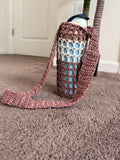 Water Bottle Holder - Dusty Rose and White